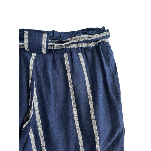 Indigo Rein Pants Women Size Medium Linen Blend Navy Beach Wide Leg Elastic - Picture 7 of 14
